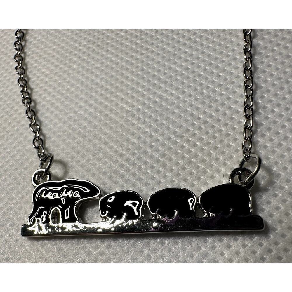 Mama Bear with 3 Cubs Necklace
